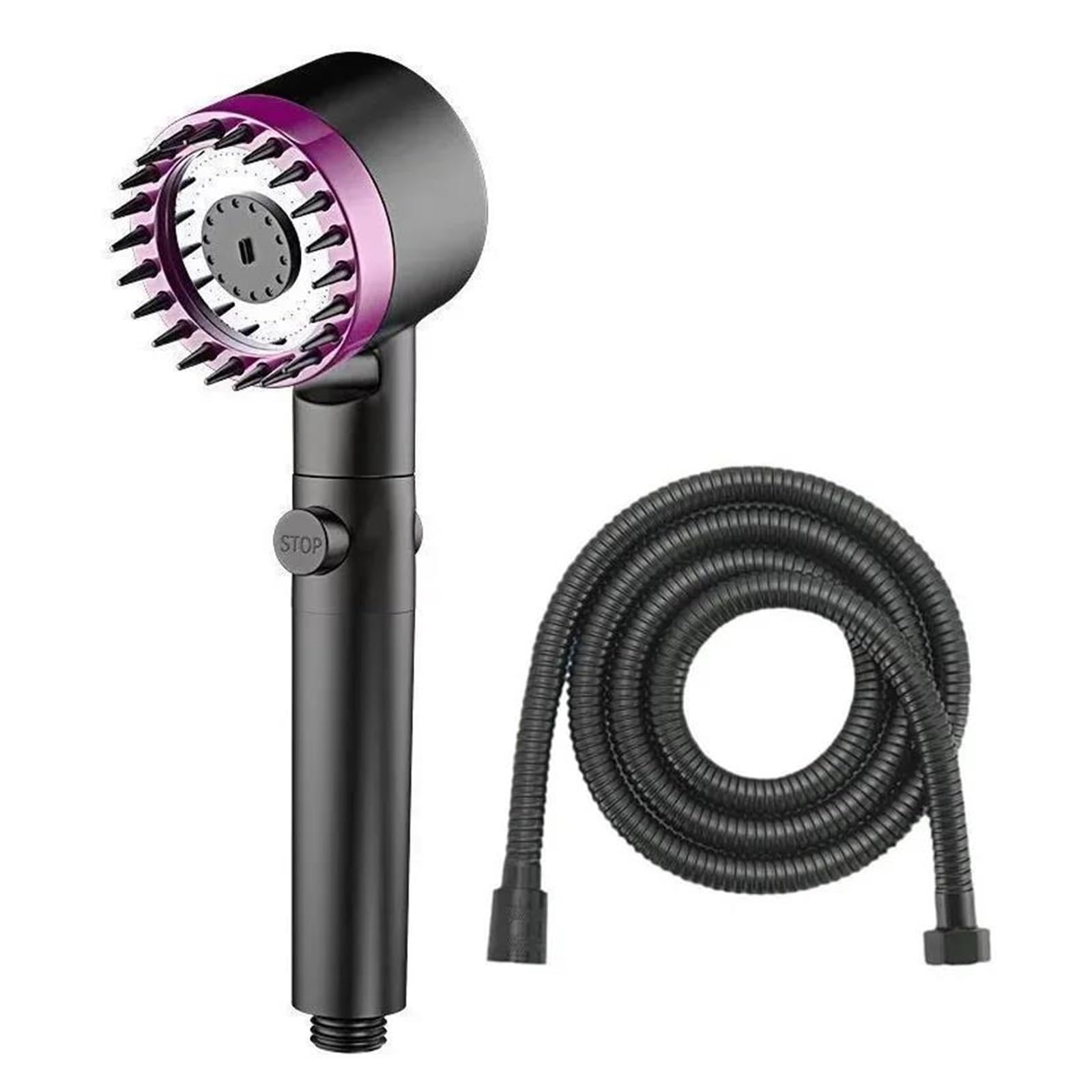 Soffione doccia portatile con pannello grande da 15 cm, 3 modalità, filtro per l'acqua, regolabile ad alta pressione(Purple E -2.0m)