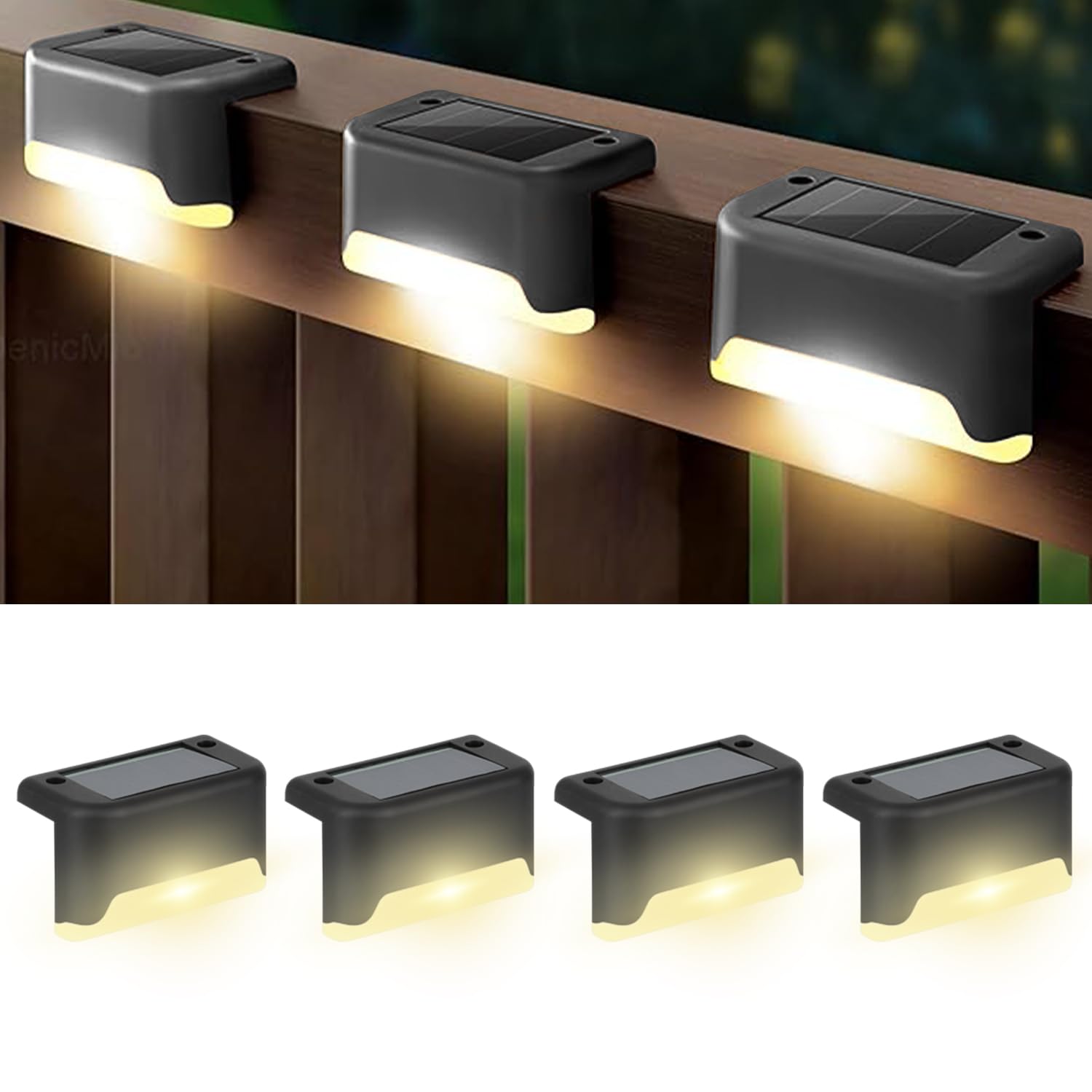 EMBOX Solar Light Outdoor Garden Waterproof Stair Deck Pool Patio Fence Gate Yard Floor Step Railing Window Balcony Sunlight Pathway (Black 4, Standard)-image-11