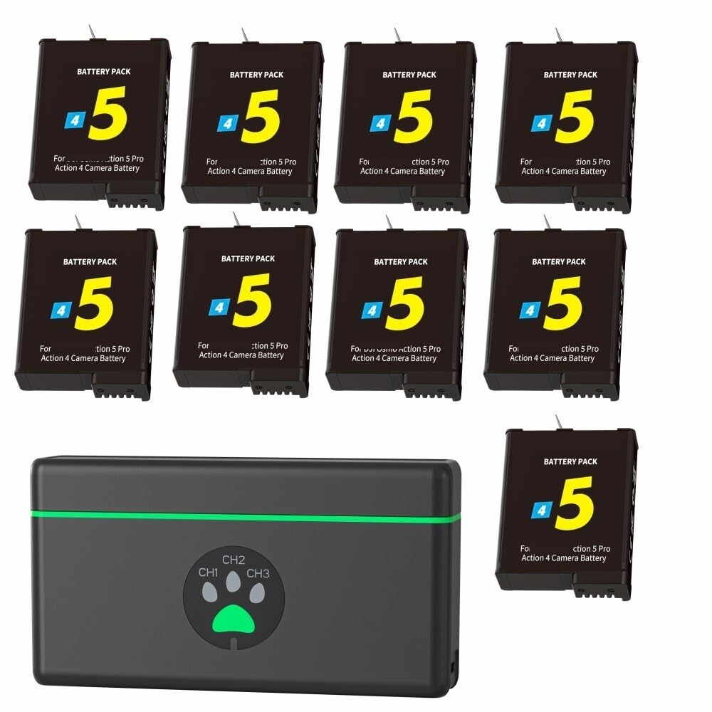 Cargador de 3 ranuras con batería Osmo Action 4 de 2100mAh recargable de larga duración 7