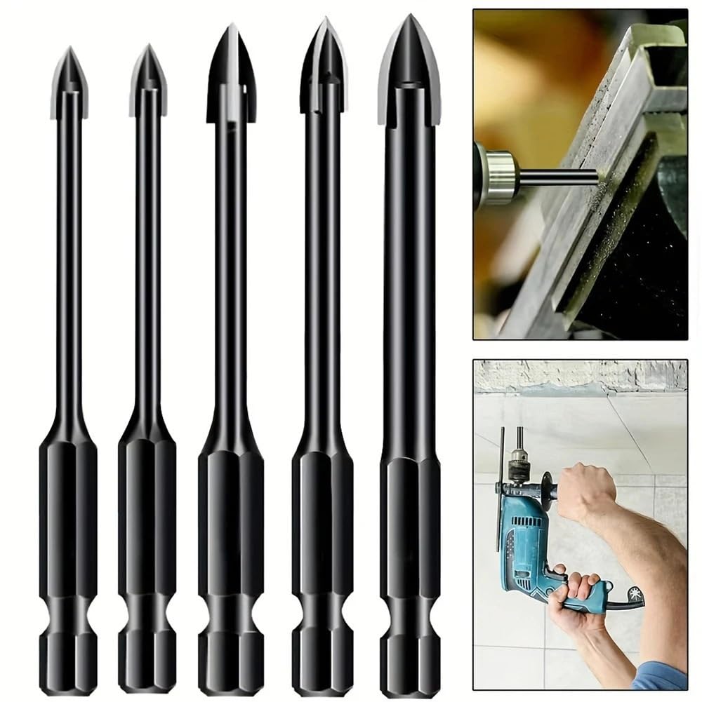 5/10pcs 3-12mm Croce a quattro bordi Punta da trapano Codolo esagonale Triangolo Trapano for piastrelle Vetro Cemento Ceramica Apri foro(10pcs)