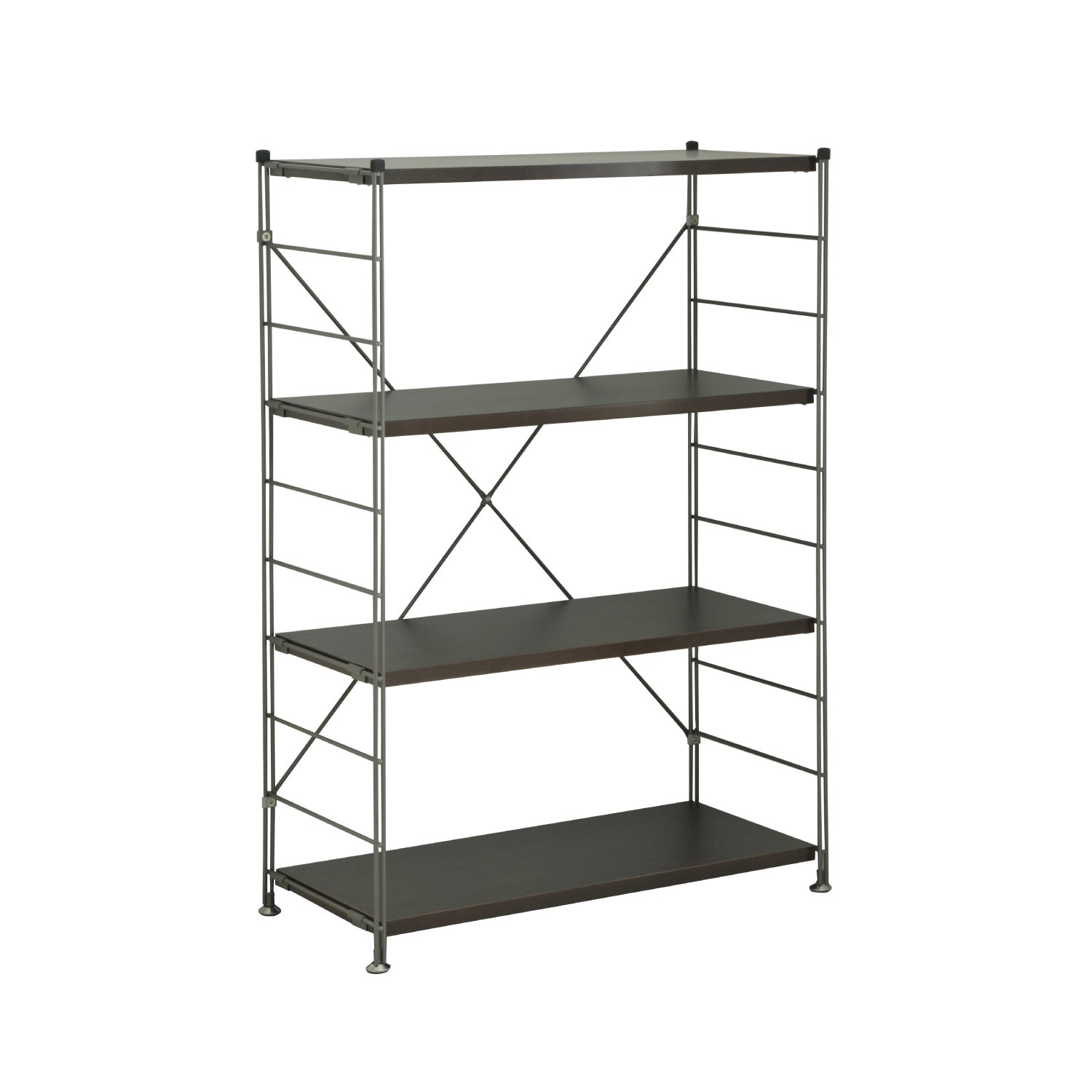 Amazon｜山善 スチールシェルフセット ウッドシェルフ 木製棚板