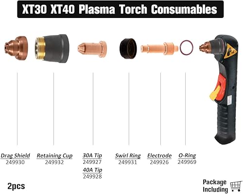 Miniatura 2 de WeldingStop 249930 Escudo de arrastre 770799 para Miller XT30 XT40 Antorcha de corte de plasma WS Consumibles OEM PK-2