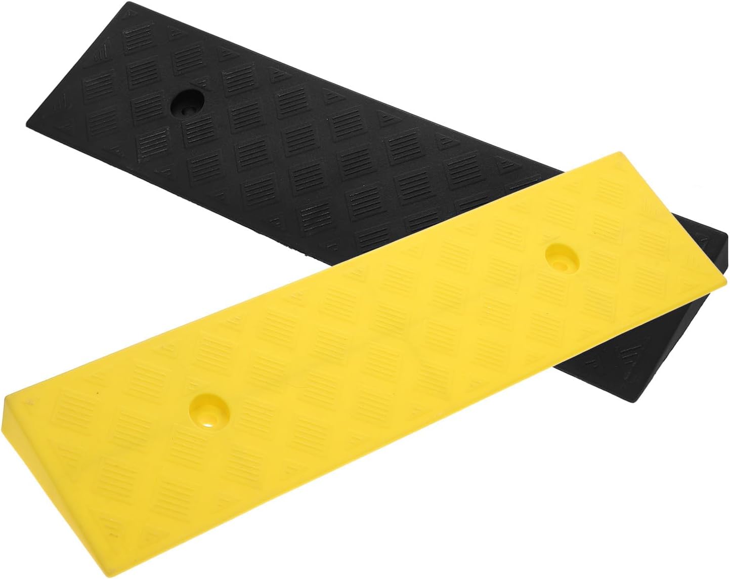 2pcs 3cm High Car Curb Ramp Threshold Ramp for Driveway and Garage Loading Heavy-Duty Rubber for Vehicles and Wheelchair Access Yellow and Black