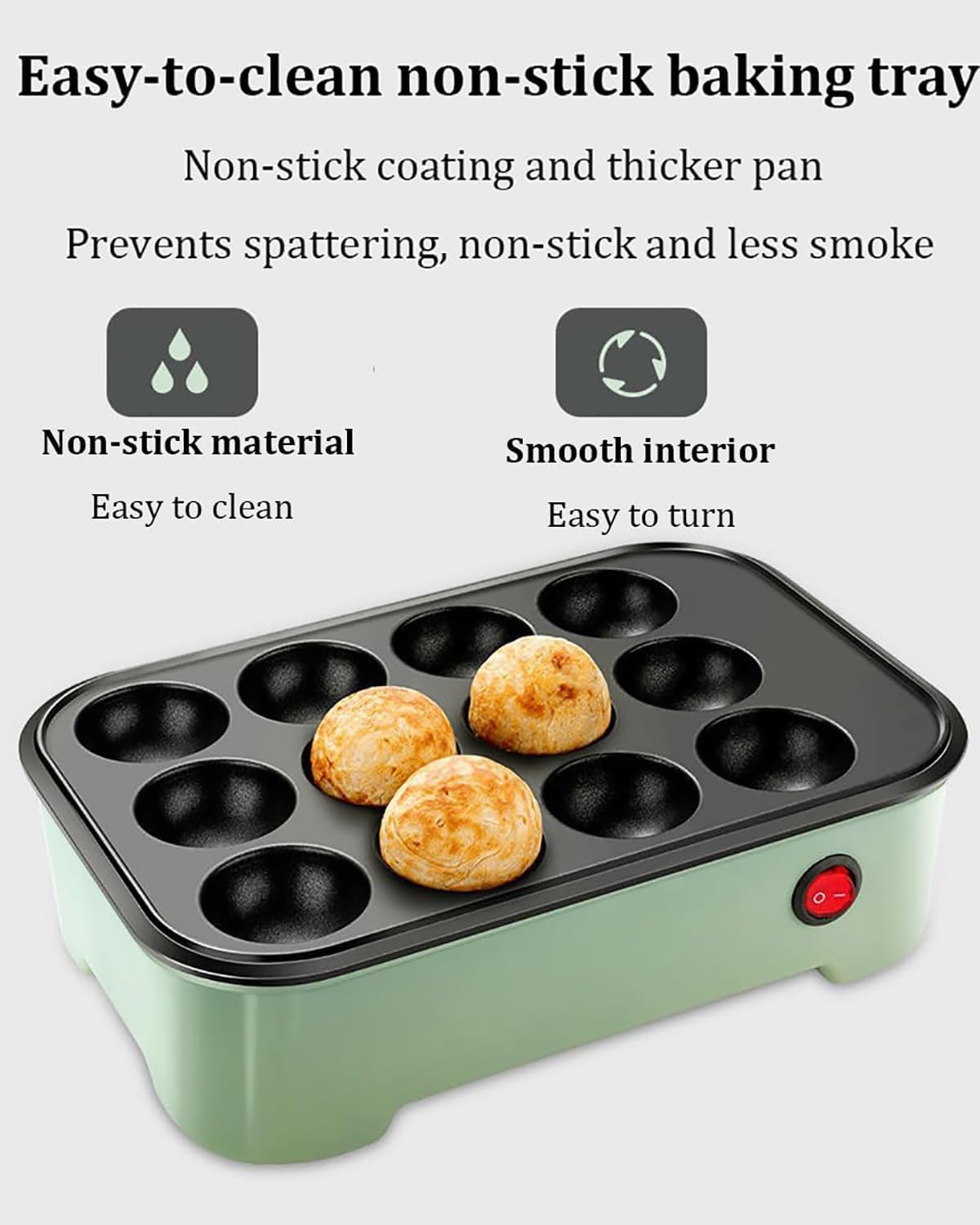 Mini Máquina à Boules De Poulpe, Máquina à Takoyaki électrique, Olla El Control Inteligente De La Temperatura Ajusta Automáticamente El Calor, Recubrimiento Antiadherente para Alimentos, AC