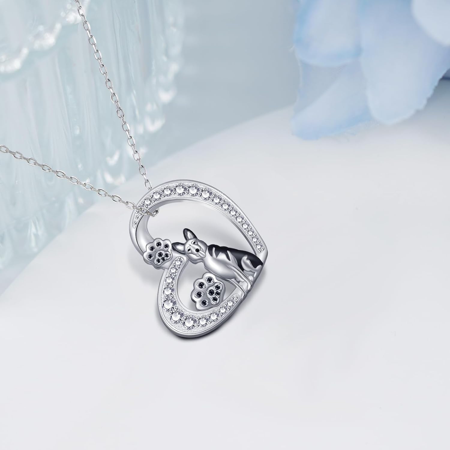 Dachshund and German Shepherd Necklace 925 Sterling Silver Cute Dog Pendant Necklace Dog Jewelry Gifts for Women Dog Lover - Image 3