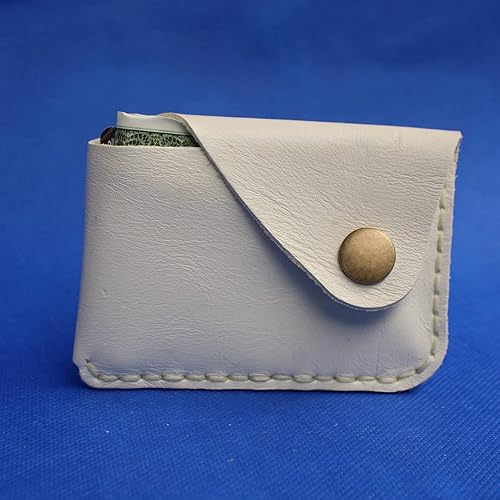 Miniatura 3 de Handmade Genuine Leather Card Holder with Snap Closure - Ultra Slim Minimalist Wallet, Hand-Stitched Compact Front Pocket Card Case for Men & Women