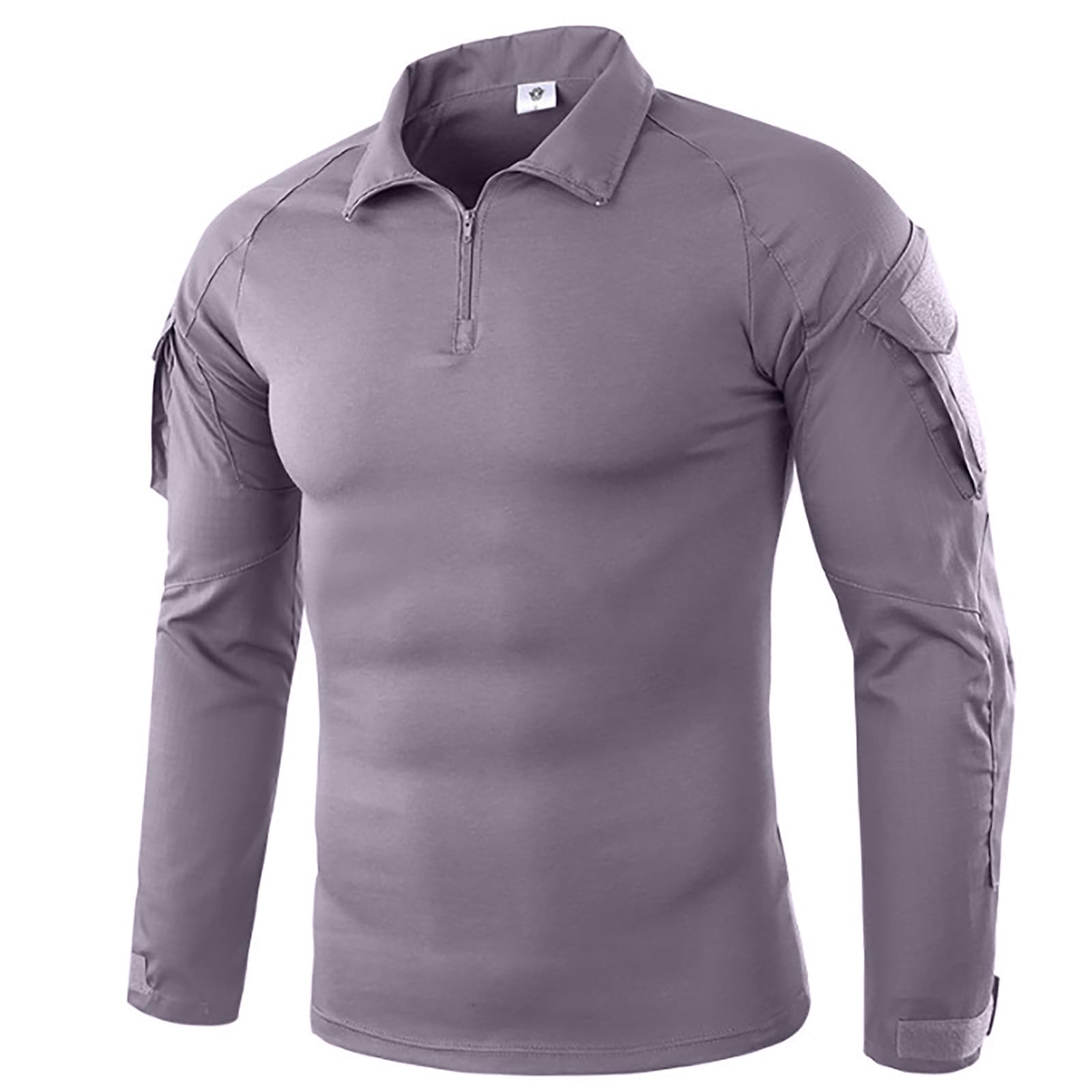 Modeewel Combat Shirt Men's Long Sleeve Sweatshirts Hunting Camping Paintball Training Shirts Airsoft Army Uniform with 1/4 Zip Tactical Shirt Military Camouflage Jacket, gray, XL
