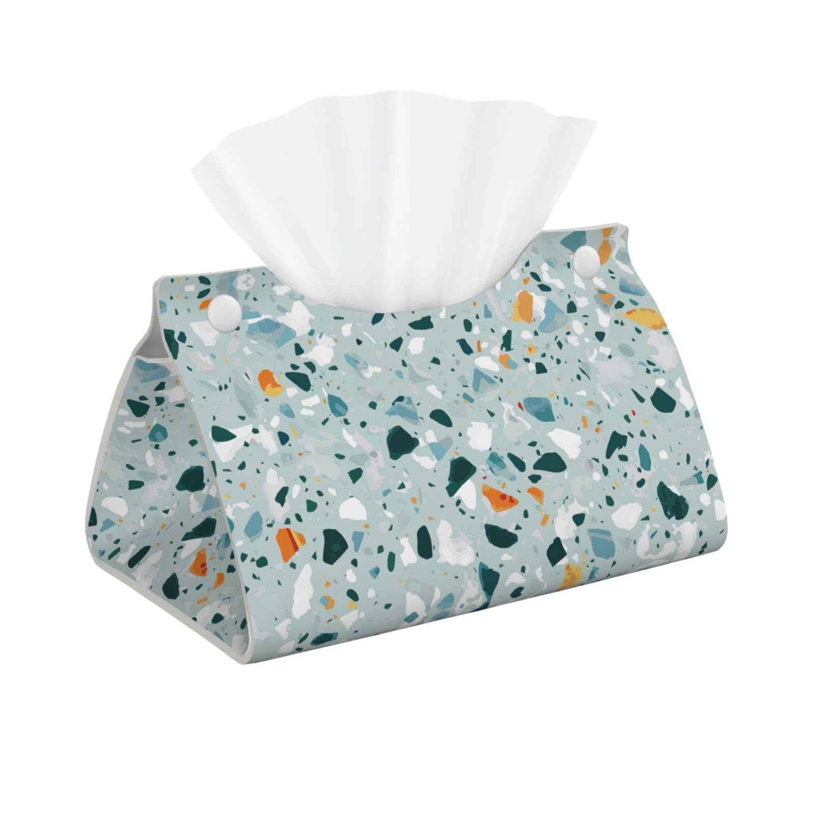 Terrazzo Marble Pastel Long Tissue Box Cover â€ Living Room, Office, Car â€ Crafted from Leather- â€ Foldable Home Decoration