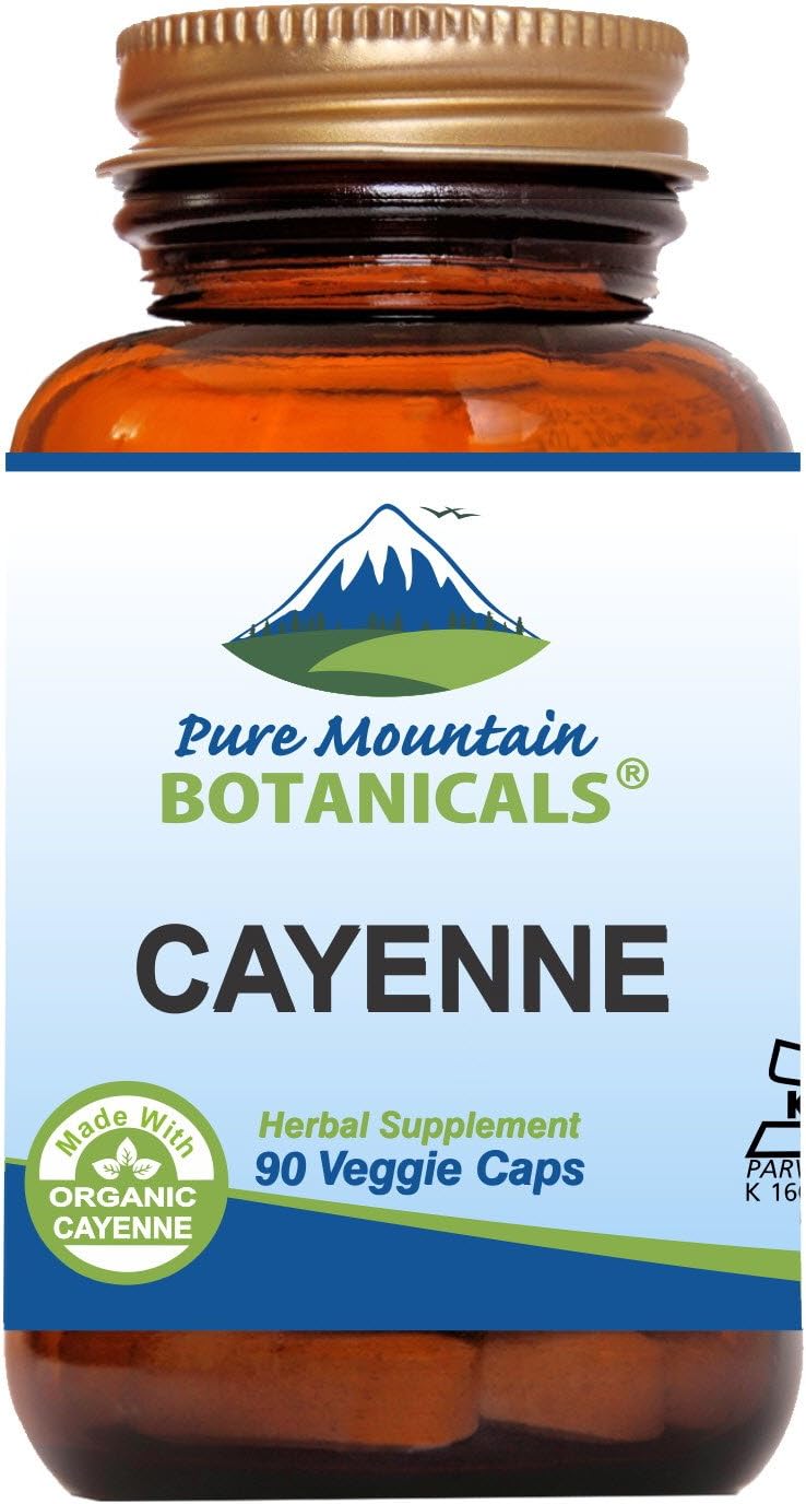 Cayenne Pepper Capsules - 90 Kosher Vegan Caps with 500mg Organic Cayenne Pepper with Capsaicin