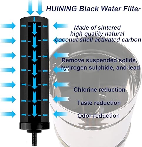 Miniatura 3 de Huining 2 filtros de agua negros para el hogar cubo de agua sistema de filtración de agua sistema de filtro de agua por gravedad purificador de agua