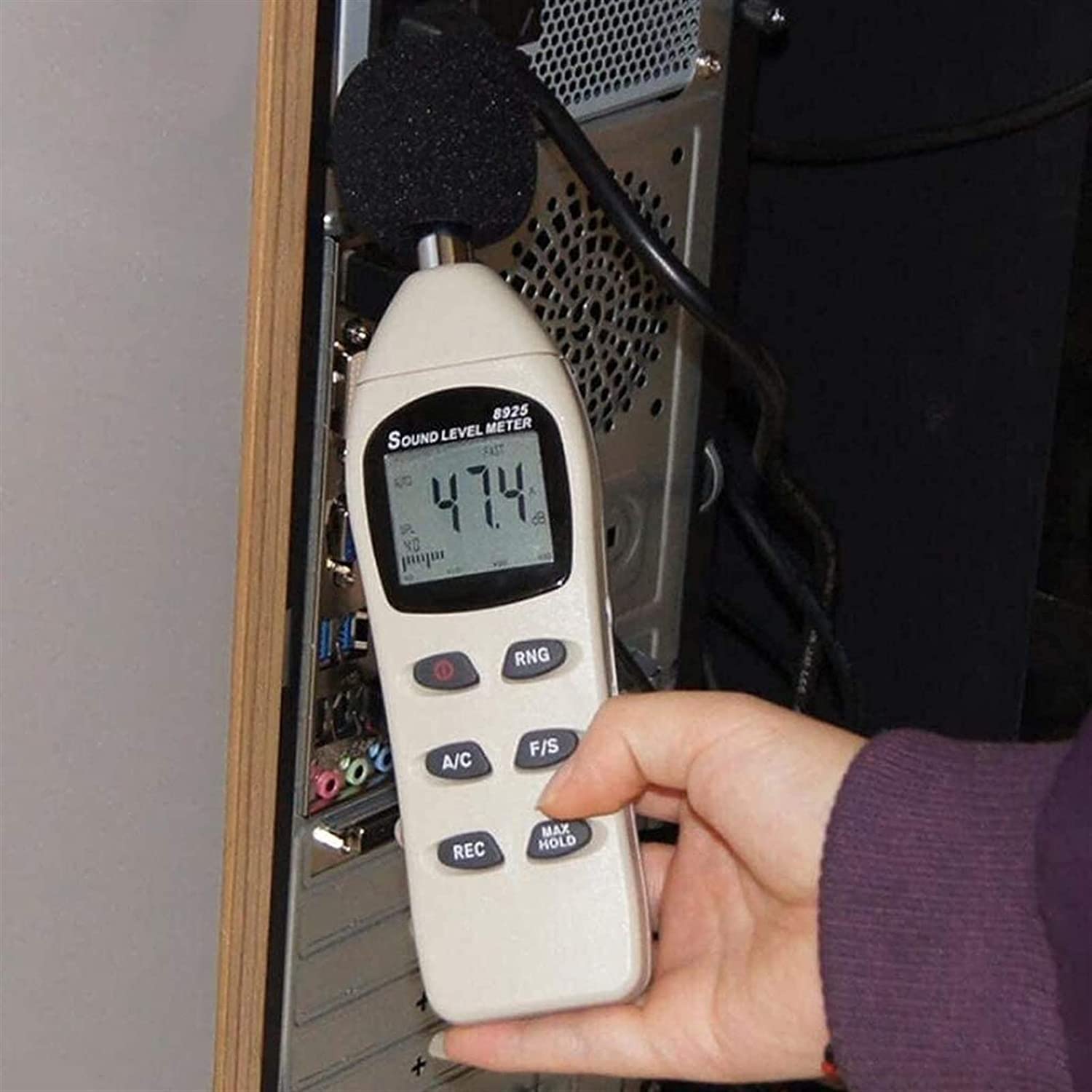 Sonómetro Digital, decibelímetro retroiluminado, portátil, 40-130 dBA, con Nivel de presión Sonora (SPL), medidor de Ruido, Monitor de Volumen de Audio para el hogar y la Oficina.