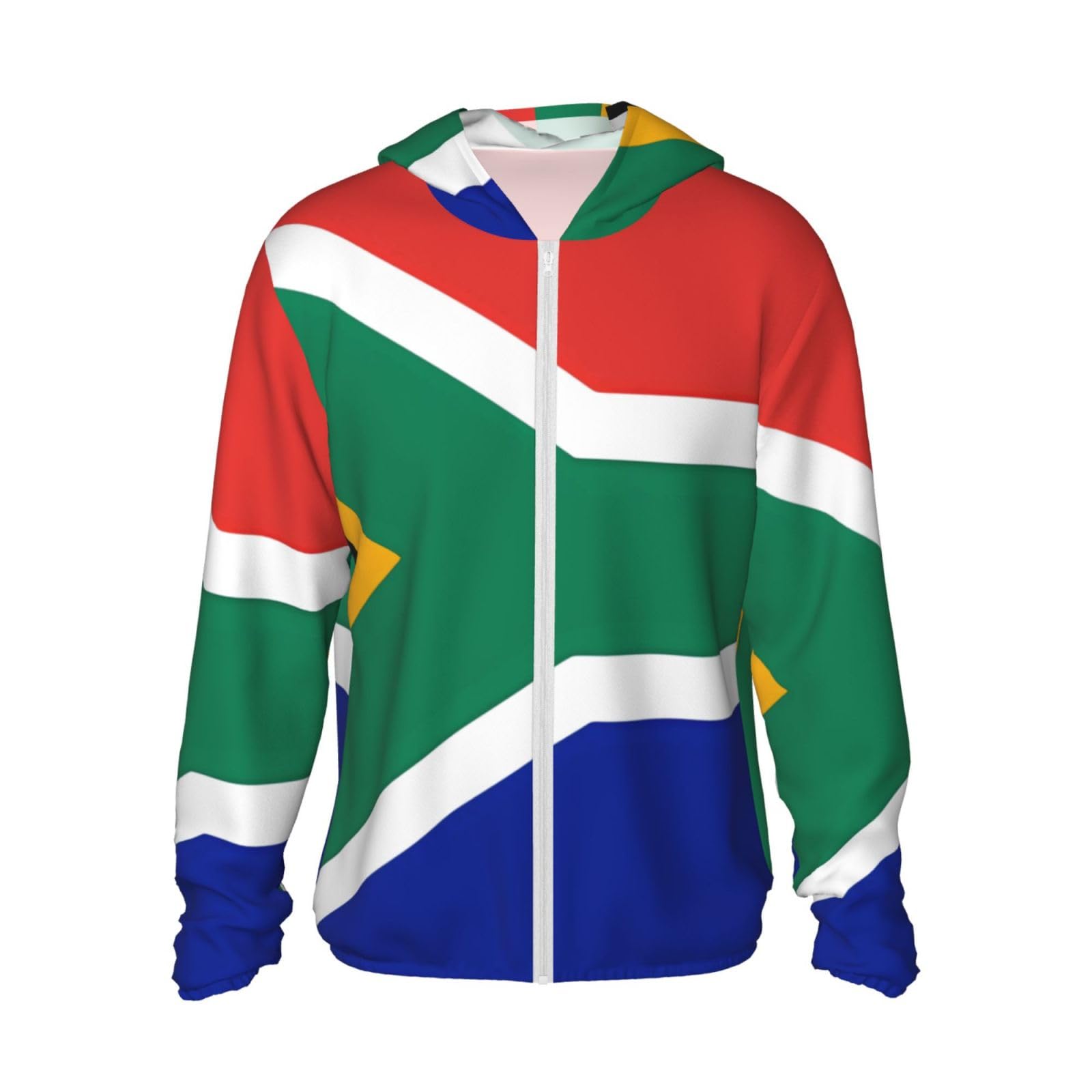 asbwuo UPF 50+ South Africa flag Sun Protection Hoodie Lightweight Jacket Full Zip Long Sleeve Sun Shirt