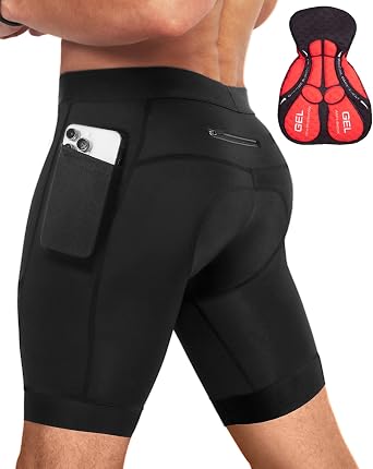 Niksa Cycling Shorts Men, 3D Padded Road and Mountain Bike Shorts, Breathable and Quick Dry with 3 Pockets Cycle Short Large Black