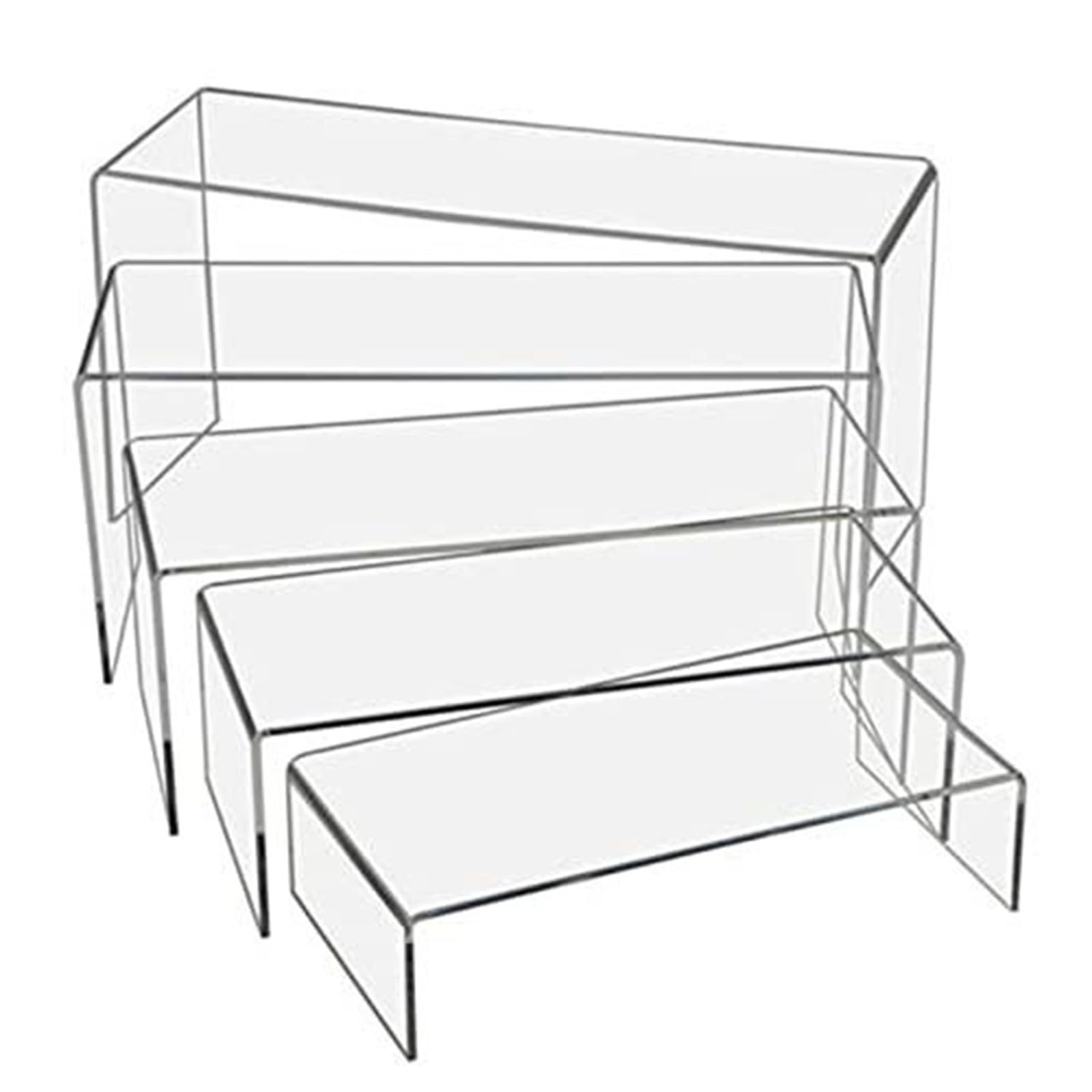 LiRRvb 5Pieces Acrylic Perfumes Stand Tiered Risers Shelf Rack for Home Retail and Desktop Figures Display Organizers Retail Display Risers