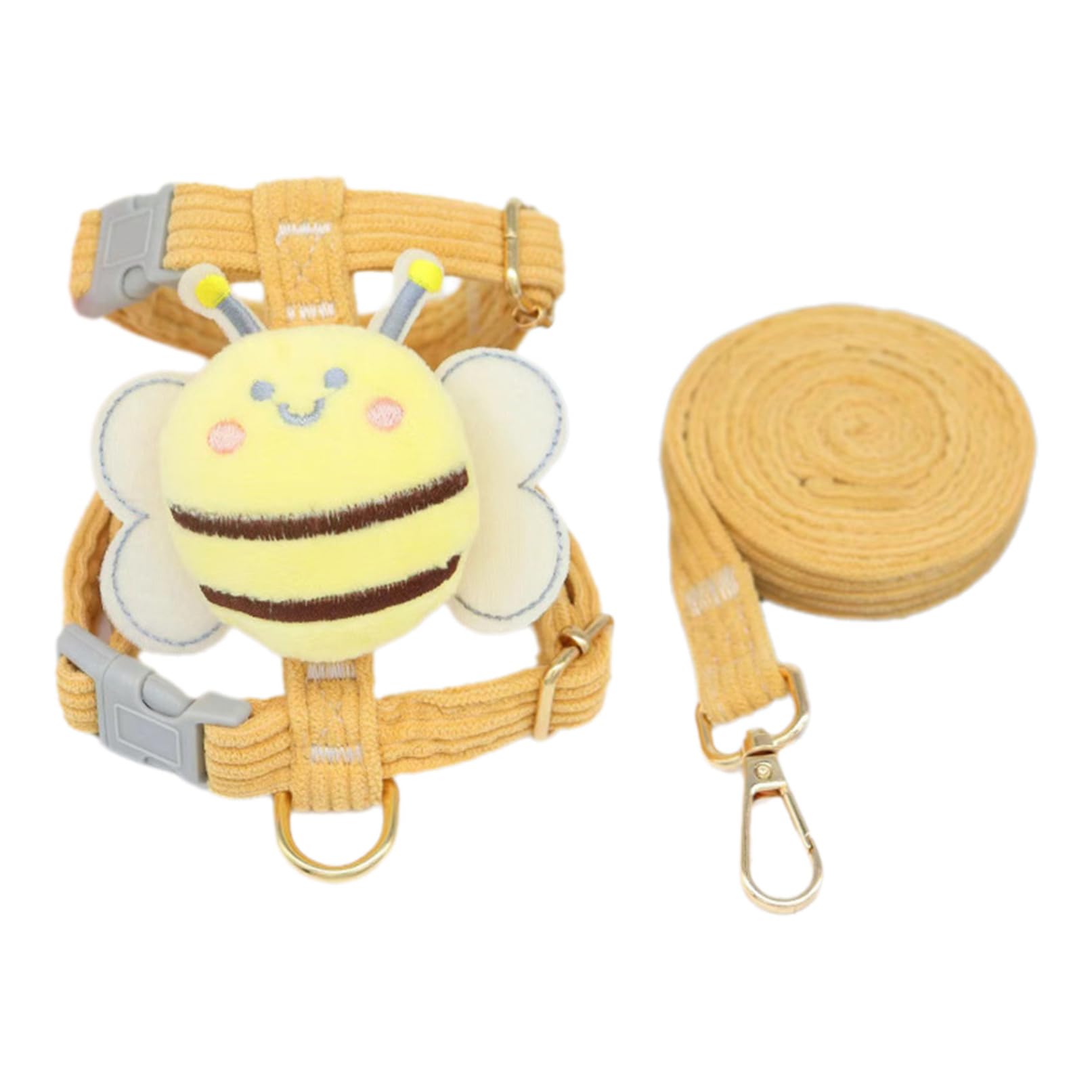 TiaoBug Bee Shaped Small Dog Harness and Leash Set Puppy Walking Vest with Lead for Cats Rabbits Small Dogs Yellow S