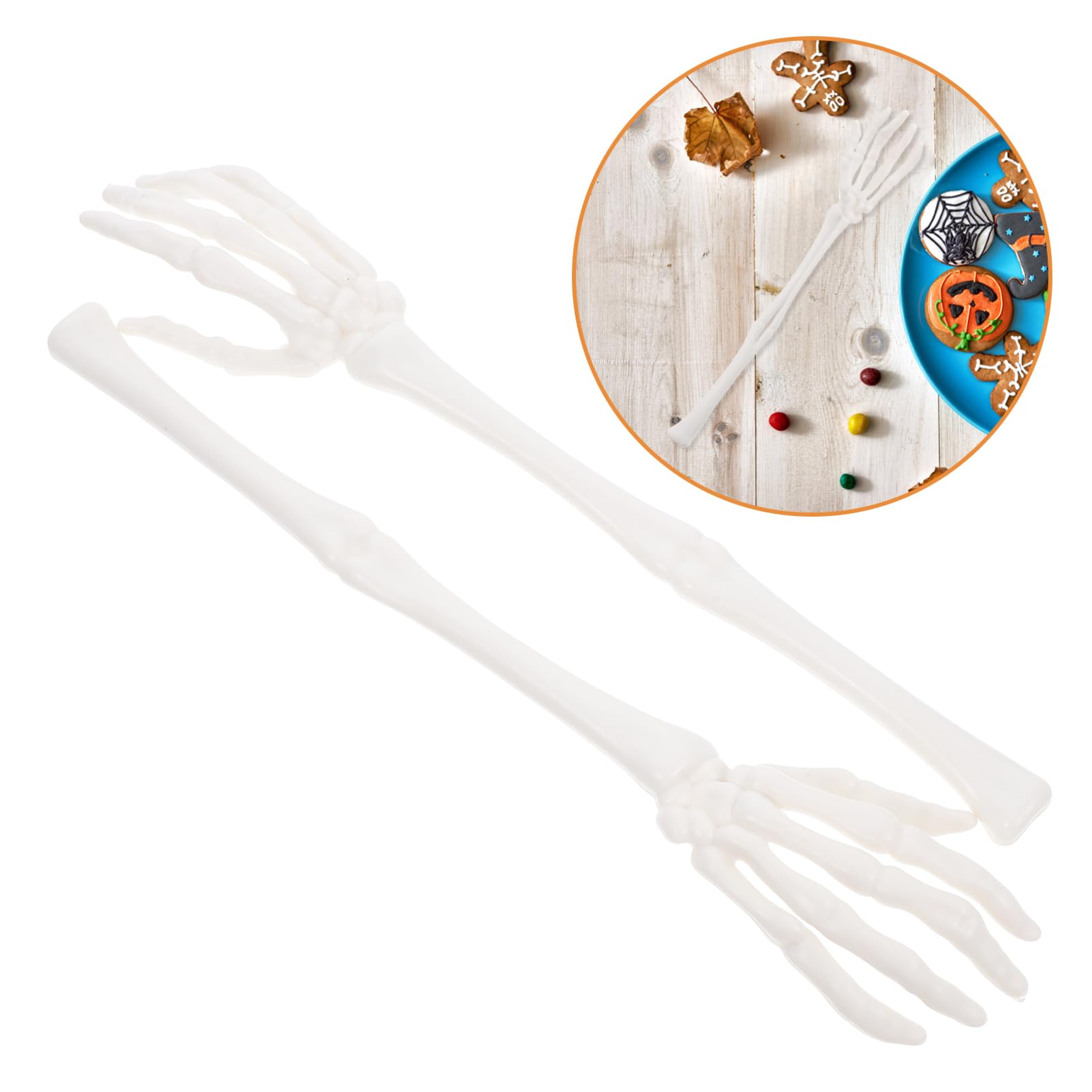 STOBAZA 1 Paire De Pinces À Salade À Mains Squelettes d'halloween - Cuillère À Salade Tête De Mort Fourchettes De Service Squelette Apéritif Vaisselle De Cuisine pour Maison Hantée
