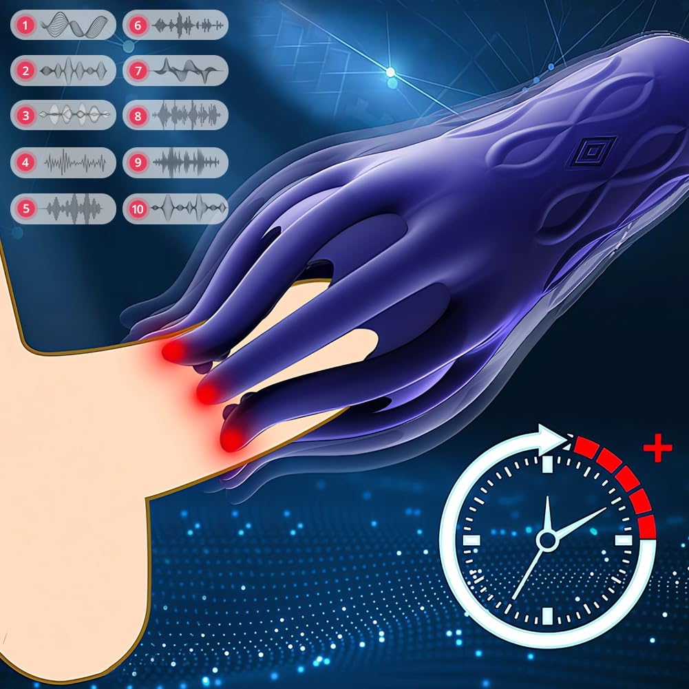 Entraîneur de pénis,Masturbateur électrique hommes avec 10 modes de vibration,Poche pour pénis, appareil de massage manuel du gland, jouet sexuel pour améliorer l'endurance sexuelle (bleu profond)