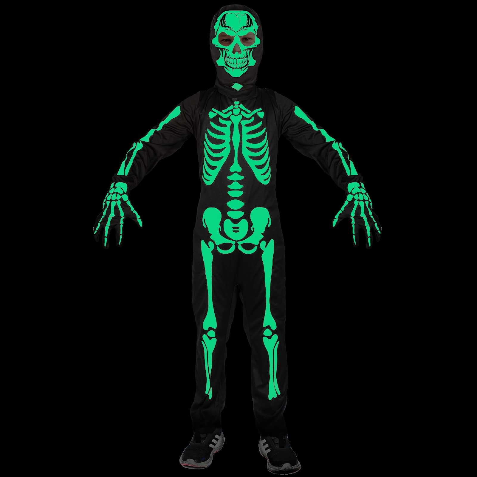 HaoVrisn Costume Halloween Bambino Vestito Halloween Bambino, Costume Scheletro Bambino Vestiti Che si Illuminano di Notte