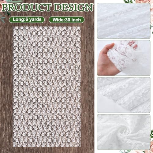 Image of HunnmingRe 4 Panel White Wedding Arch Draping Fabric Summer 30 inch X 18 FT Lace Wedding Arch Drapery Embroidered Boho Rustic Backdrop Vintage Decor for Bridal Shower Church Ceremony Decoration