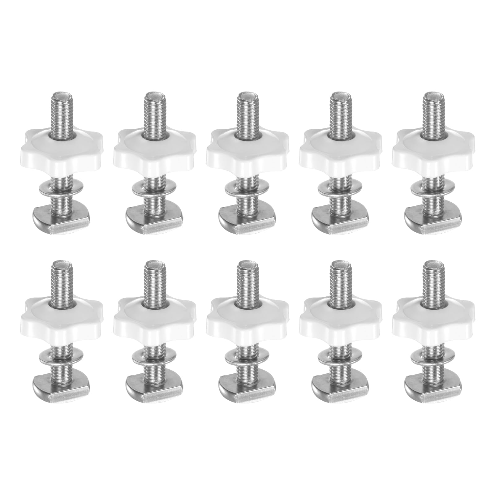 HARFINGTON 10Set T Track Bolts Knob Kit M8 x 45mm Threaded Bolts M8 x 32mm Hex Hand Nut Clamping Knob with Washer for Woodworking Jigs and Fixtures,