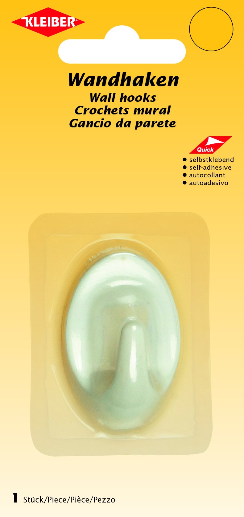 Kleiber Self Adhesive Wall Hook x1 White