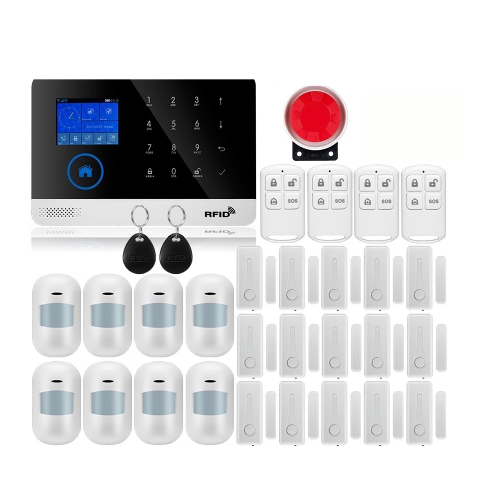 De alarma de seguridad for el hogar GSM App Control Kit de alarma antirrobo con sensor de puerta Para Villas y Almacenes(W2B Bundle 10)