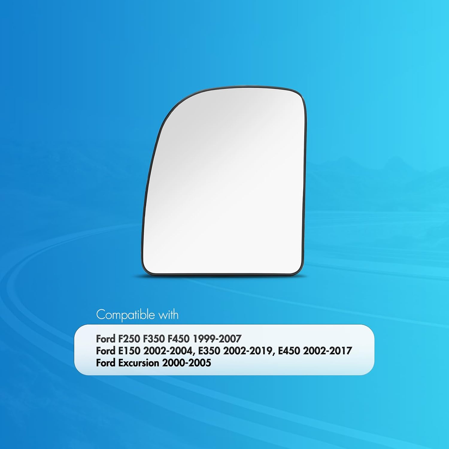 SNEMEEY Driver Side Mirror Replacement for Ford F250 F350 F450 1999-2007, Ford E150 2002-2004, E350 2002-2019, E450 2002-2017, Ford Excursion 2000-2005 - Left Side Upper Mirror Glass, Power Heated