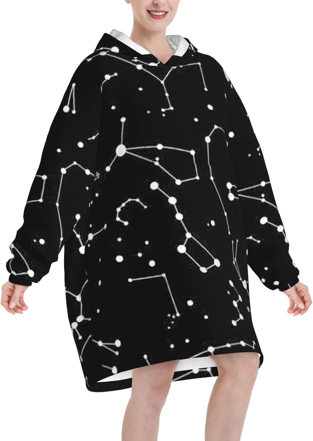 Starry Divination Constellationprint Oversized Hoodie Blanket, Super Soft Warm Comfortable Hoodie, Wearable Blanket Adult
