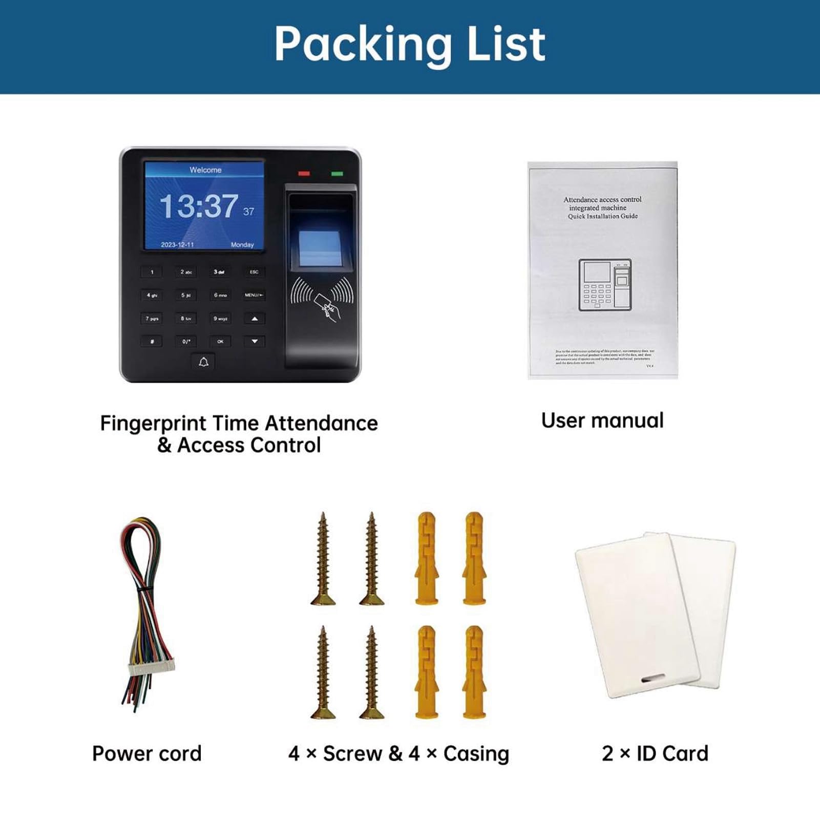 Greensen Orologio Marcatempo, Orologi Marcatempo per Dipendenti Piccole Imprese con Riconoscimento Impronta Digitale Password ID Card Macchina Presenze Standalone USB Download Dati per