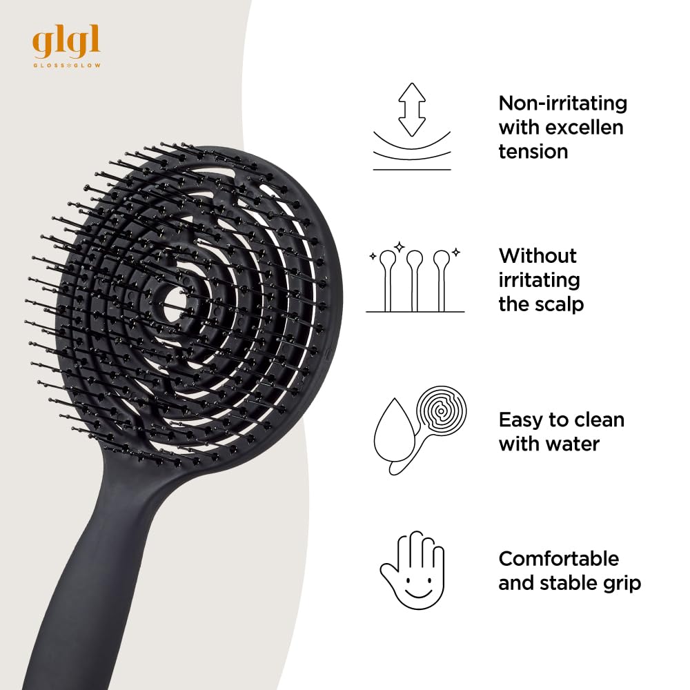 GLGL Premium Kopfhaut- & Shampoobürste für lockiges & nasses Entwirren der Haare | Rundstiftspitze Typ zur Massage der Kopfhaut glatt | Hergestellt in Korea
