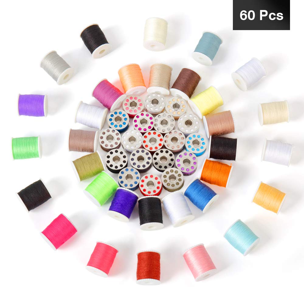 Fil à Coudre 60 Bobines - Polyester 60 Couleurs - Pour Machine à Coudre Et Couture Main - DIY