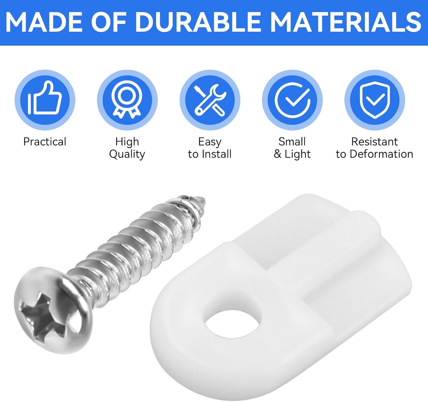 30 Pack Window Screen Clips, L 5766 Flush Window Screen Holder Clips, Storm Window Clips with Screws, for Securing Window Screens and Storm Windows, White