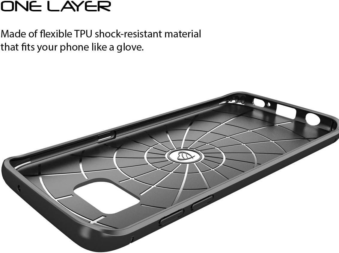 LUVVITT Galaxy S7 Edge Case, [Sleek Armor] Slim Shock Absorbing Flexible Back Cover TPU Rubber Case for Samsung Galaxy S7 Edge - Black