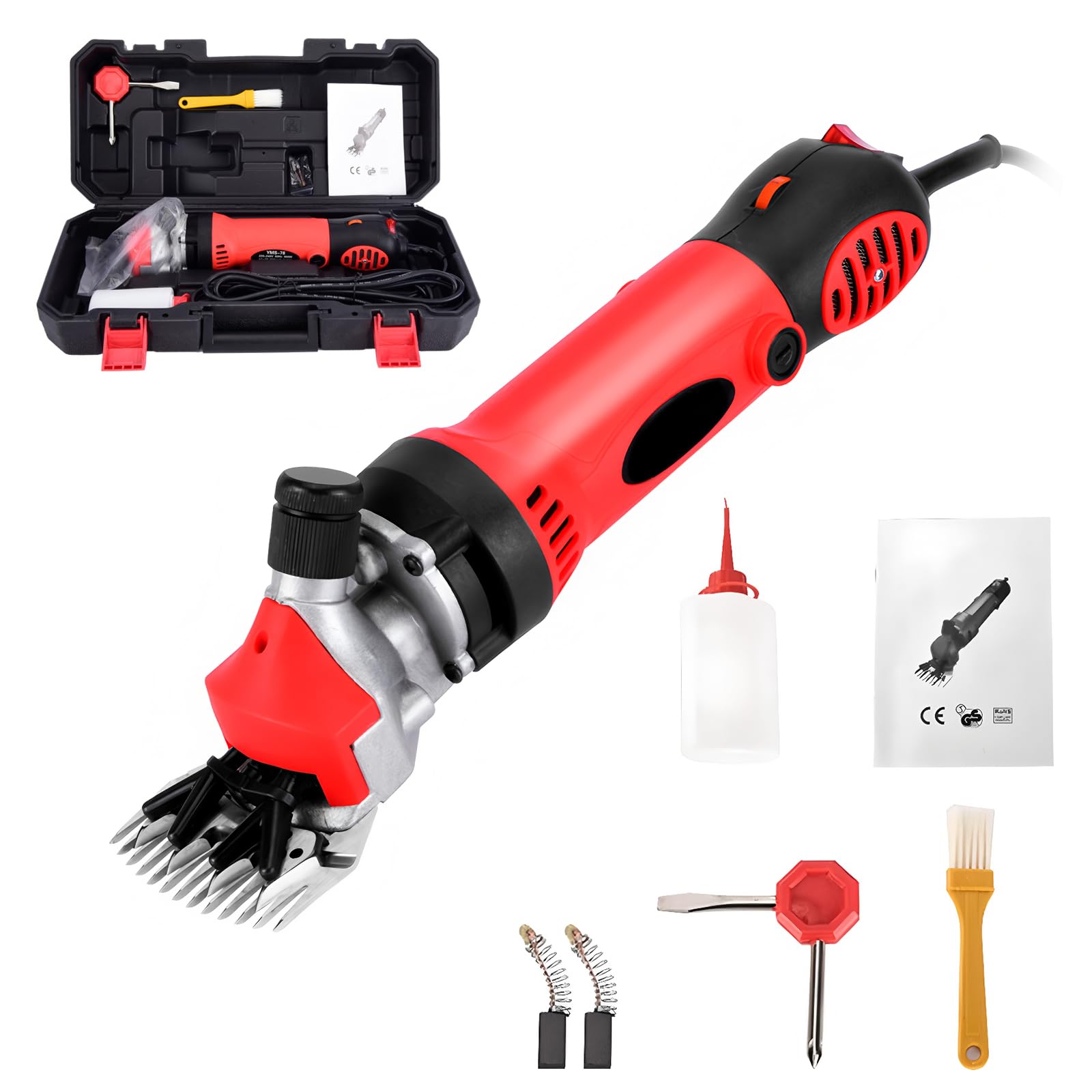 Máquina Cortapelo para Ovejas Eléctrica, 900W, 6 Velocidades Ajustables, Hasta 2800 rpm, Cuchilla Recta de 13 Dientes, Cable 3M, Cortadora Profesional con Maletín para Ovejas, Alpacas y Cabras