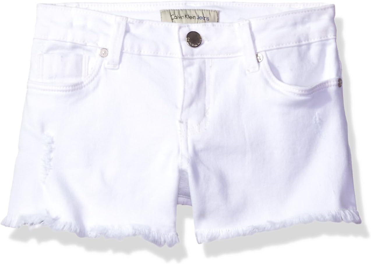 Calvin Klein Girls' Boyfriend Fit Stretch Denim Jean Shorts