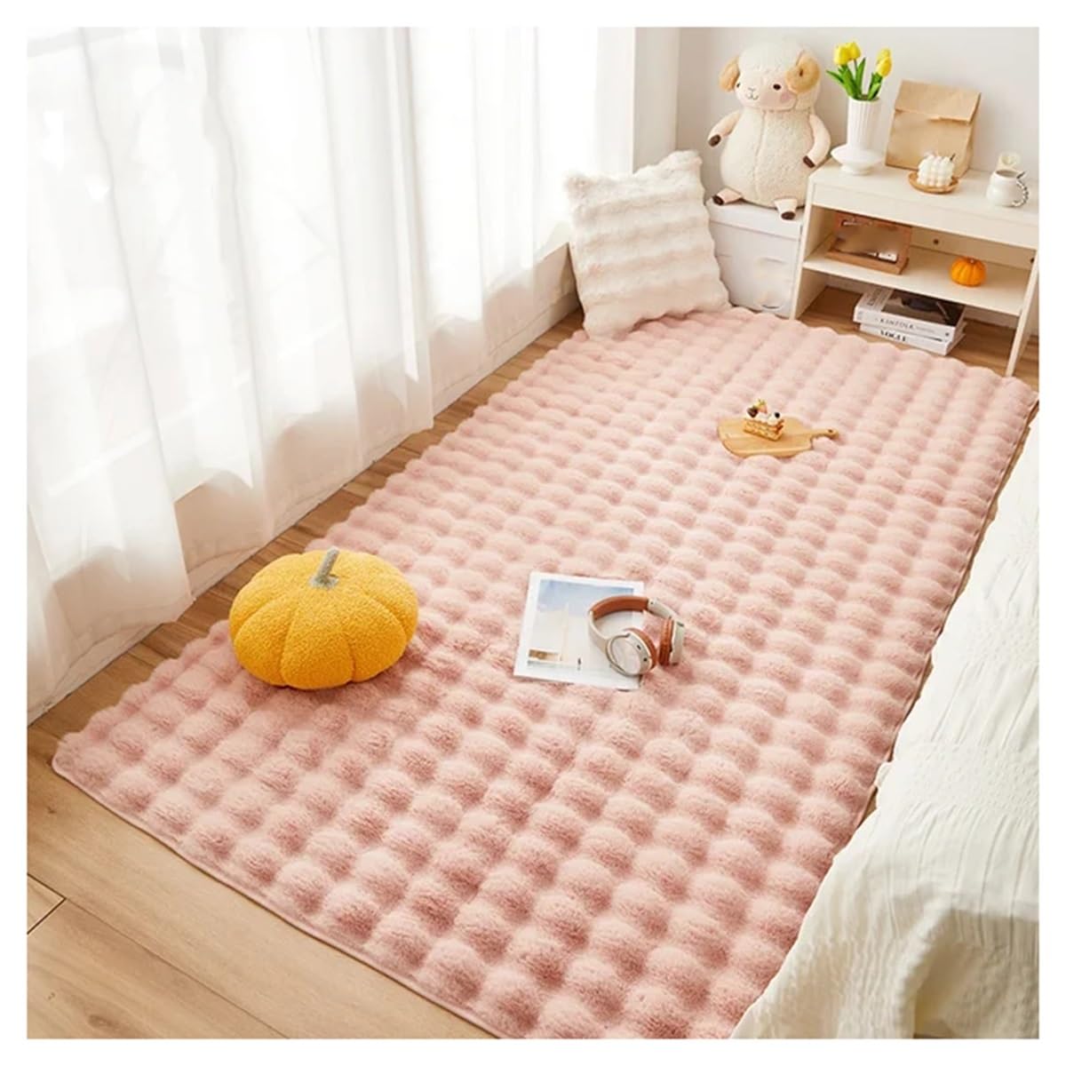 Tapis en fausse fourrure rose pour chambre d'enfant douce et chaleureuse
