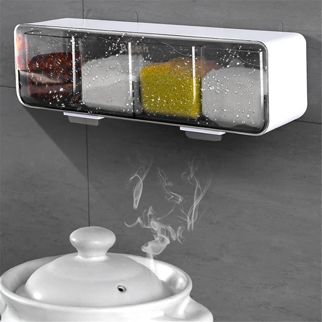 Kitchen Wall-Mounted Spice Rack Seasoning Box Salt Pepper Jar Sugar Bowl Spice Box for Kitchen Gadget Device Sets Organizer Tool (Color : B, Size : 8.5 * 7.5 * 30cm) (A 8.5 * 7.5 * 30cm)