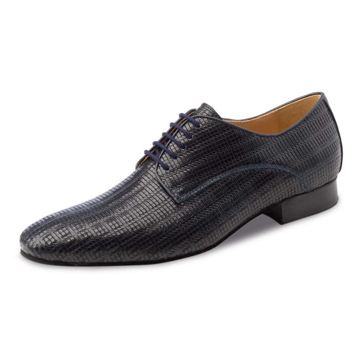 Werner Kern Herren Tanzschuhe Ravenna 28043 - Leder Grattato Blu - Normalweite - 2 cm Standard Absatz - Made in Italy