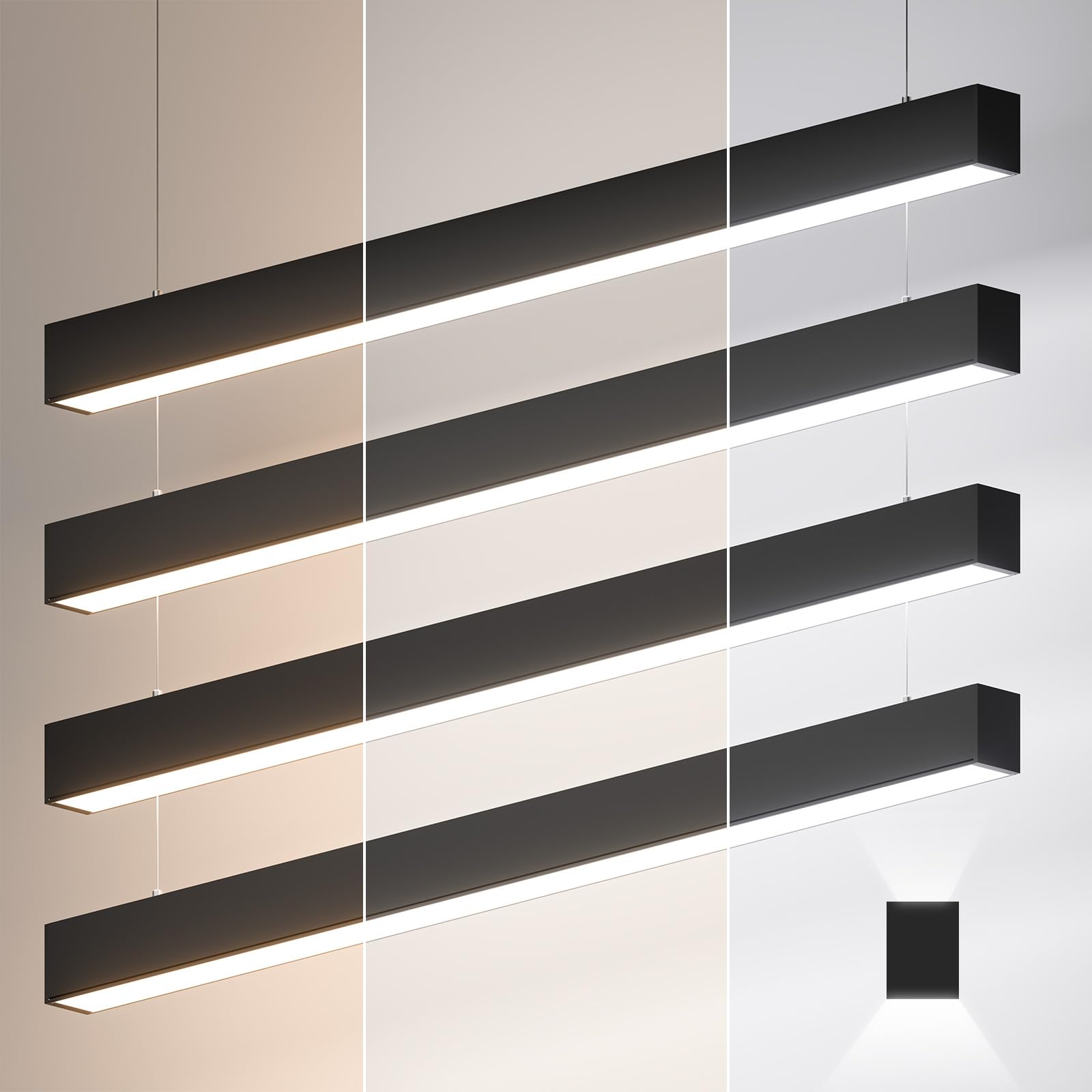 4FT LED Linear Lights 50/45/40/35/30W Up and Down Light, 3000/4000/5000K 4 Feet Commercial Shop Lighting for Office Garage Basement Shop Dining Room bar, Dimmable 4' Architectural Fixture-4Pack