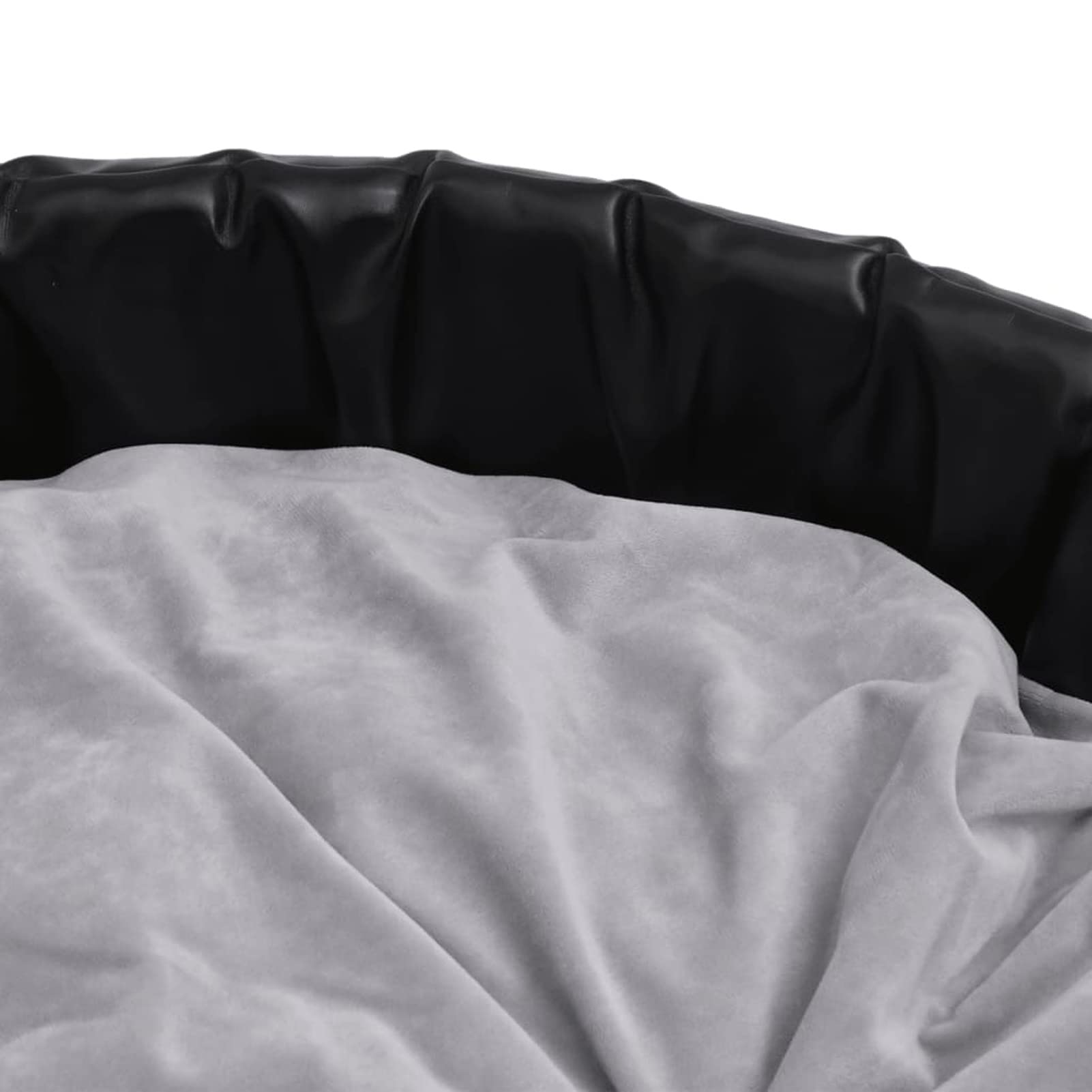 ZHOUMIN Cama para Perros, Sofa Perro, Colchon Perro, Sofá Cama para Mascotas, Felpa y Cuero sintético Negro Gris 90x79x20 cm