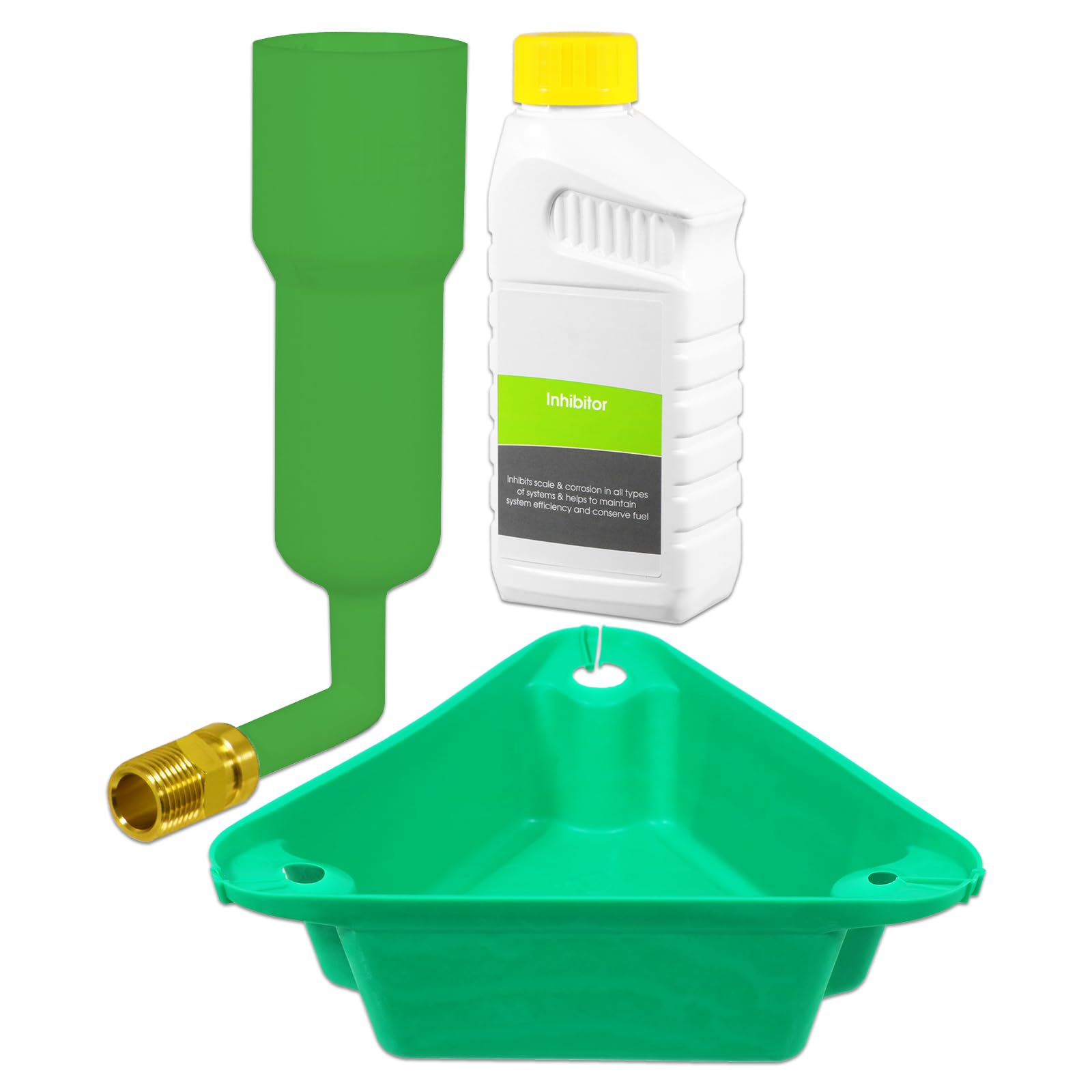 Spares2go Men's White Central Heating Inhibitor Concentrate Liquid (500Ml Bottle) + Radiator Dosing Funnel Tool + Draining Tub
