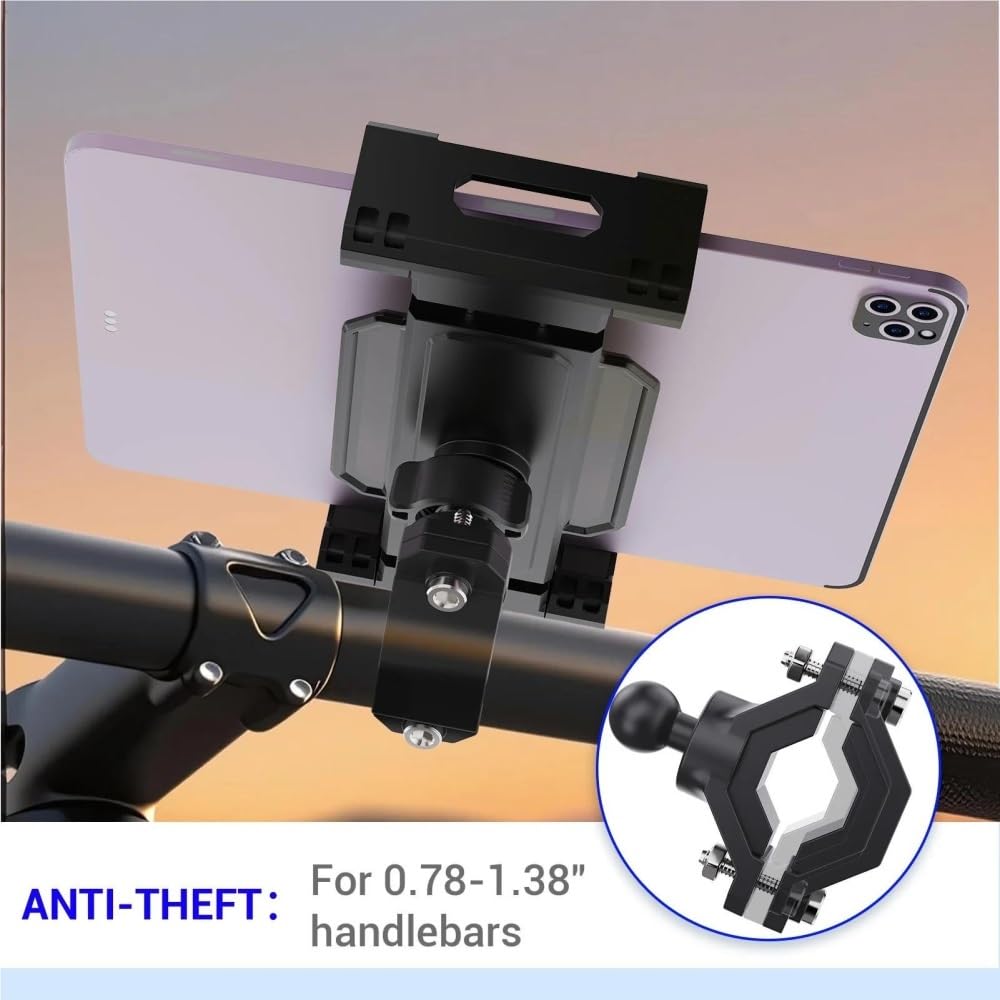 Support Universel pour Vélo Moto Tablette Monture Poussette Guidon Téléphone Extérieur De Conduite pour 4-13(Noir)