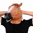 Voyiparty Creepy Brown Horse Head Rubber Latex Animal Mask Novelty Halloween Costume Party Mask Latex Halloween Costume Animal Cosplay Full Head Adult gallery image