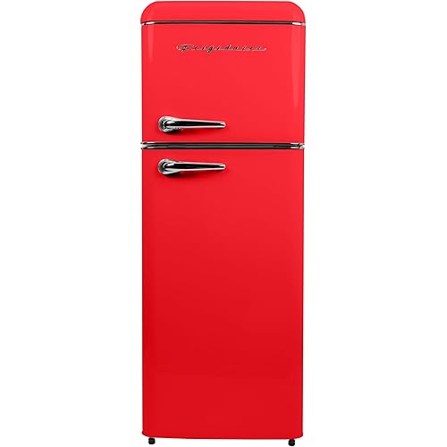 Frigidaire EFR756, 2 Door Apartment Size RETRO Refrigerator with Top Freezer, Chrome Handles, 7.5 cu ft