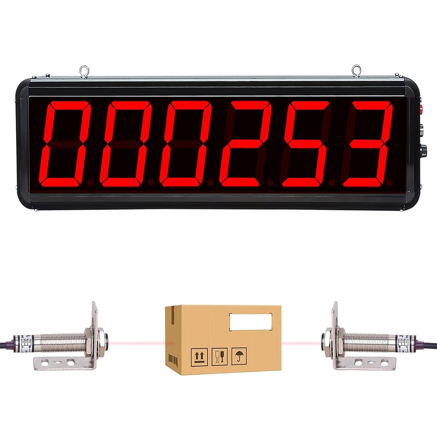 Contatore Digitale con Doppia s, Display a LED a 6 cifre, Raggio del sensore 0-20 cm, Conta Fino a 999999, Ideale per Nastri trasportatori e tracciamento visitatori.,