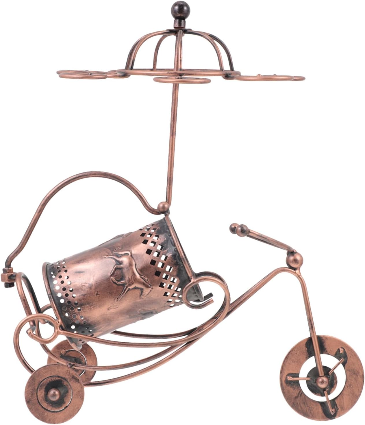 SAFIGLE Creative Horse-Drawn Carriage Wine Rack Stylish Stand Easy to Clean Desktop Wine Storage Organizer for Home Kitchen Decoration Light Brown