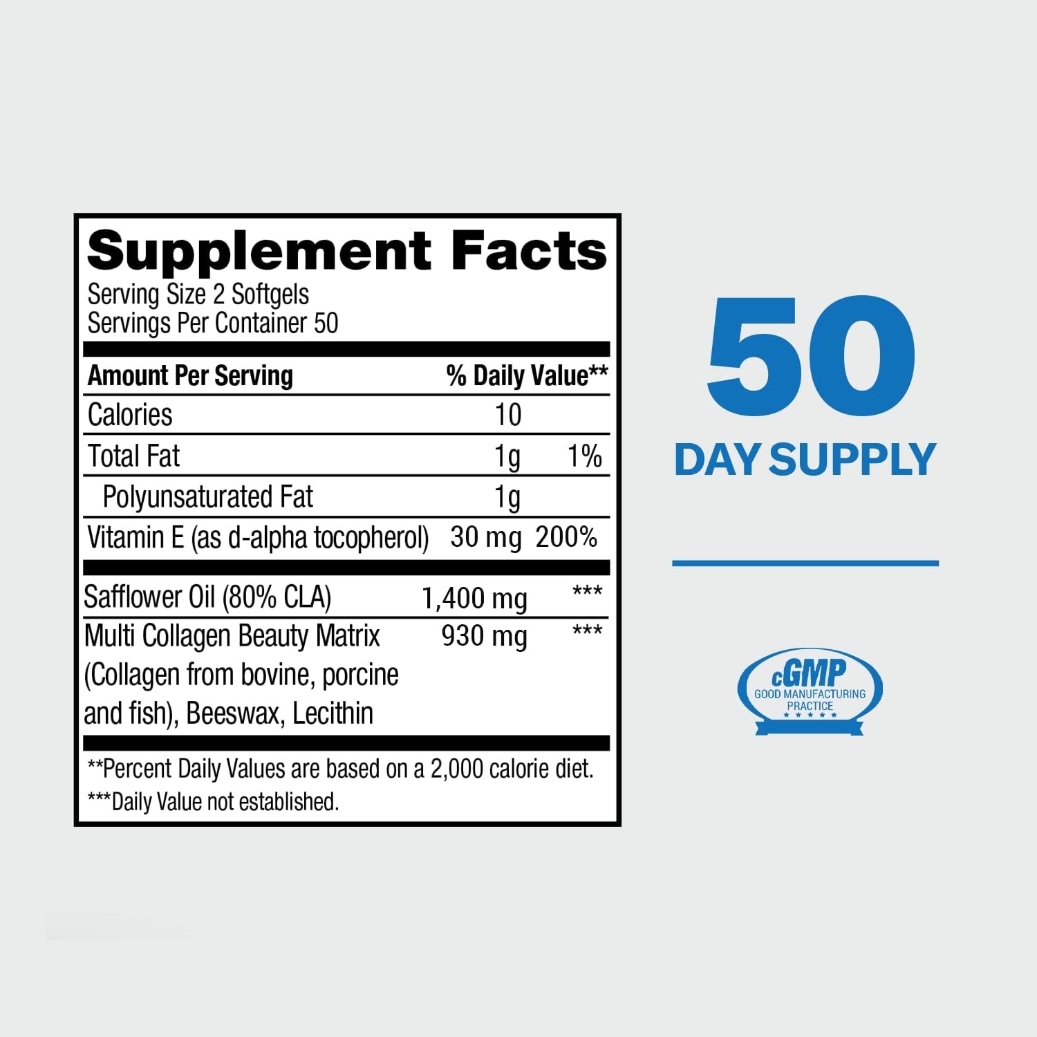 PERFORMIX AbCuts CLA + Collagen – 100 Softgels – for Men and Women, Non-Stimulant – Contains Safflower Oil CLA, Vitamin E, Collagen (from Bovine, Porcine, and Fish), Beeswax, Lecithin : Health & Household