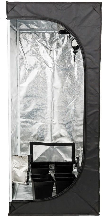 Senua 80 x 80 x 160 600D Mylar Hydroponic Water-Resistant Grow Tent with Observation Window and Removable Floor Tray, Tool Bag for Indoor Plant Seedling, Propagation, Blossom, etc
