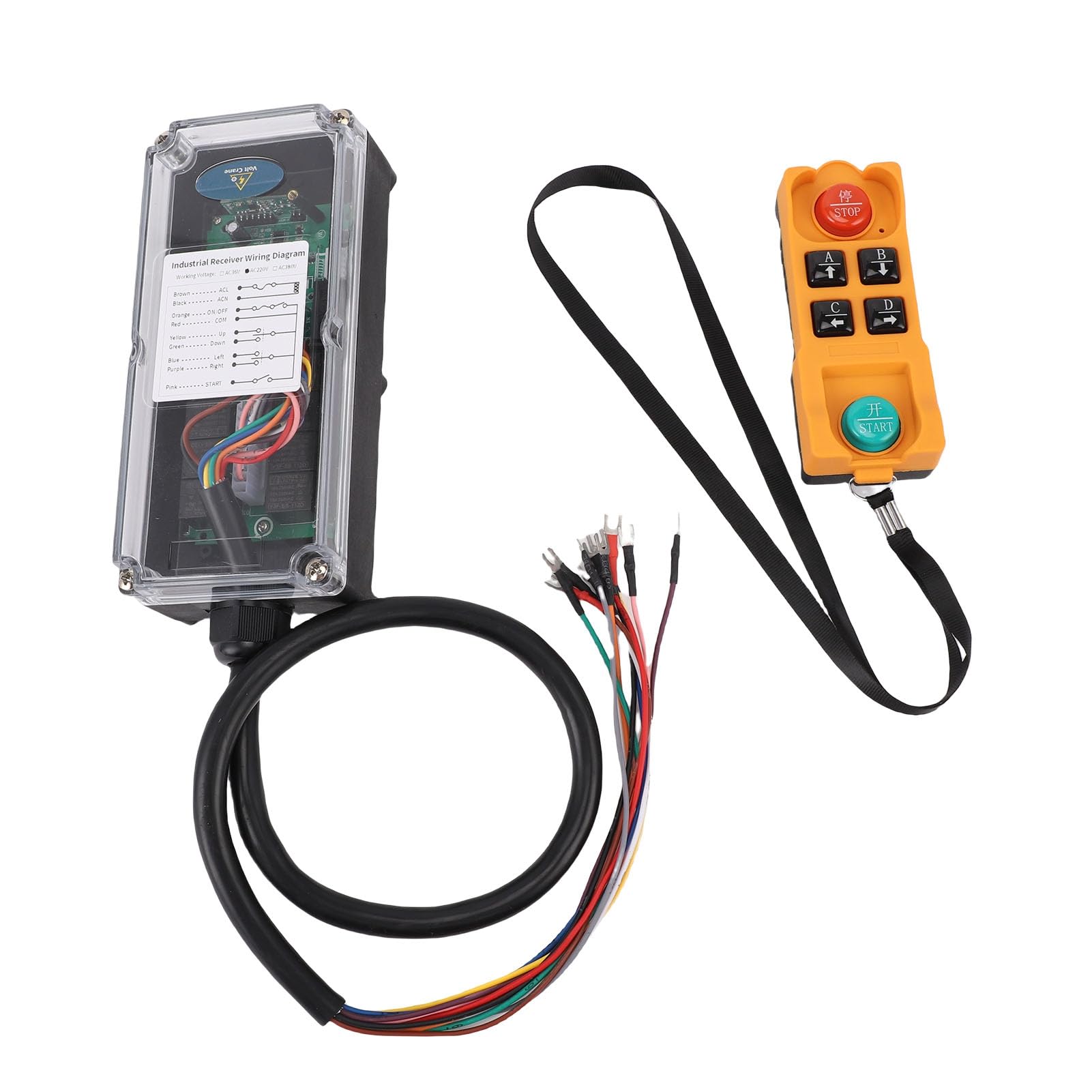 Duokon Telecomando per Gru Wireless ABS Radiocomando a 6 Pulsanti Controller per Paranco da 420 a 450 MHz Portata 328 Piedi Arresto di Emergenza per Operatori di Sollevamento a Ponte Sopraelevato