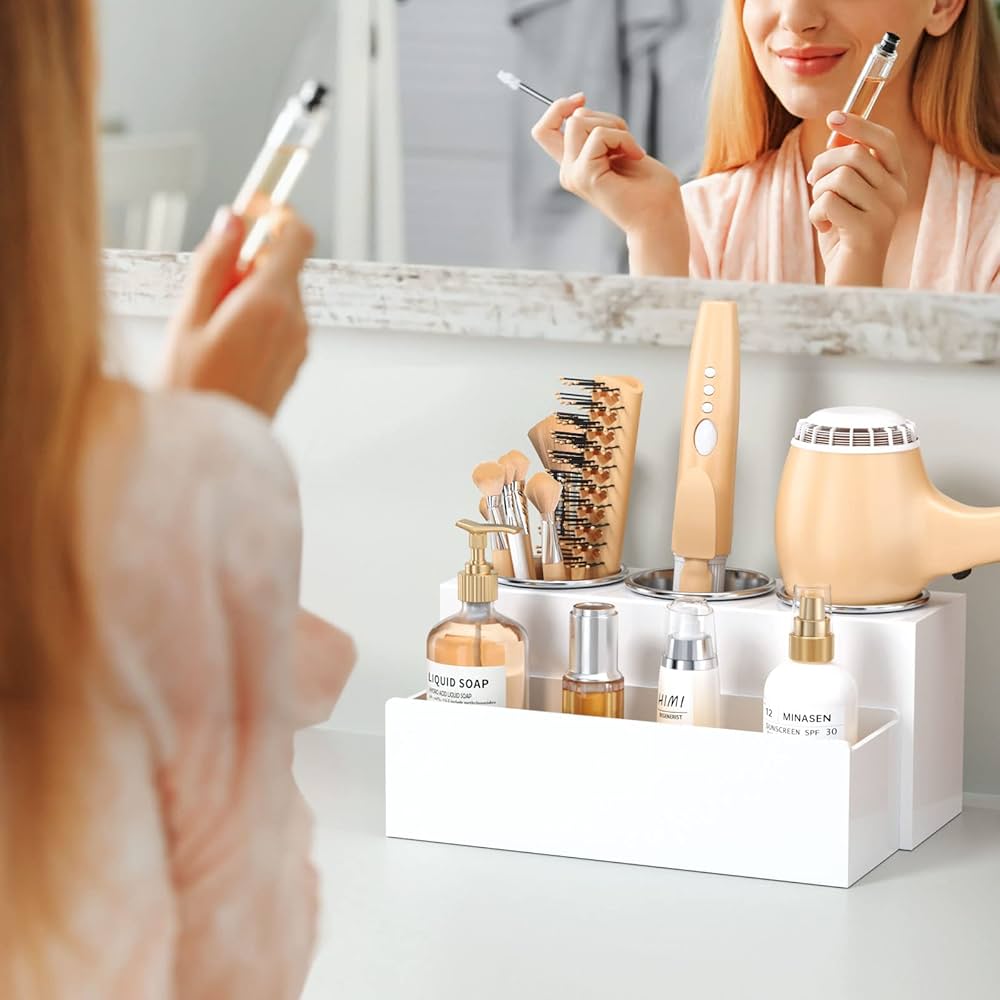 Bathroom Countertop Organizer Styling Organizer Bathroom Blow Dryer Holder Vanity Tray Countertop Storage - Makeup Organizer And Blow Dryer Holder Price Styling Tools & Appliances